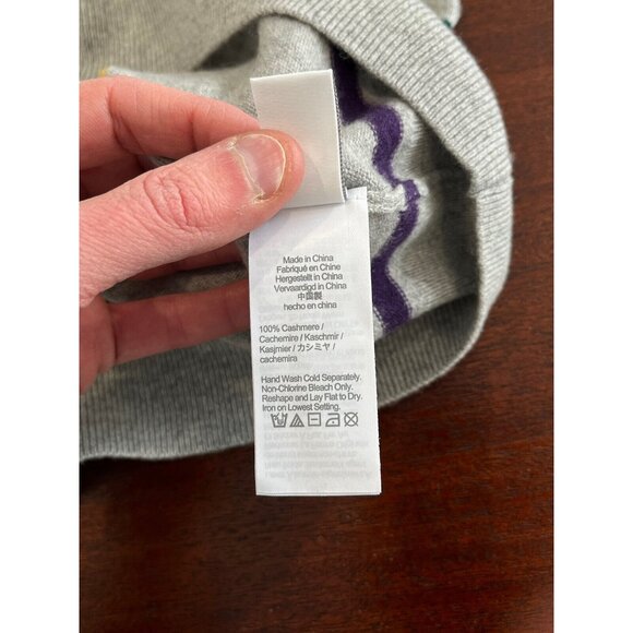 NWT J.Crew 100% Cashmere Crewneck Sweater Grey Stripe BM092 Mens Size XL $168 - Picture 10 of 12